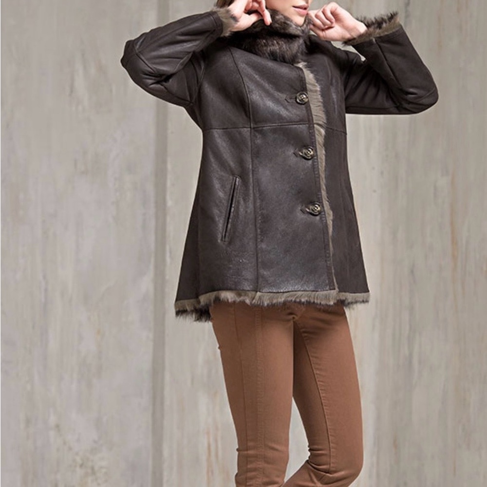 CHICO’s Brown Faux Fur Trimmed Women's Jacket - Picture 2 of 16